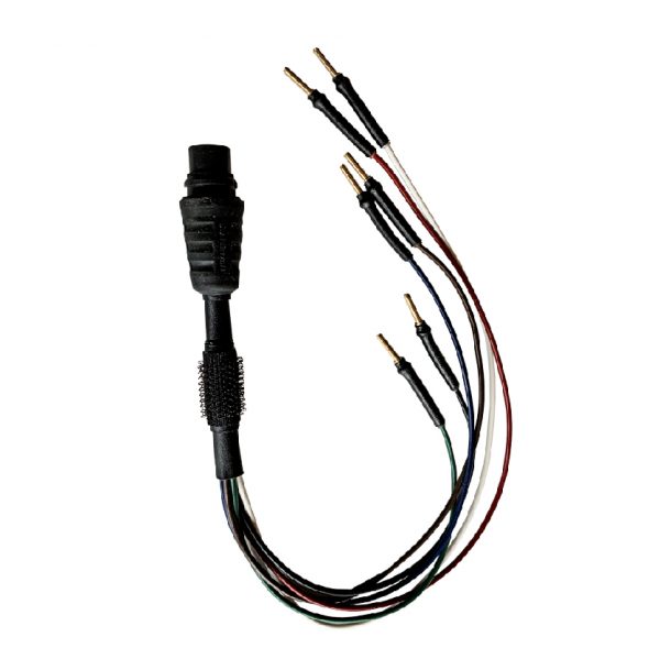 A black cord with multiple wires connected to it.