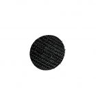 A black circle with a white background